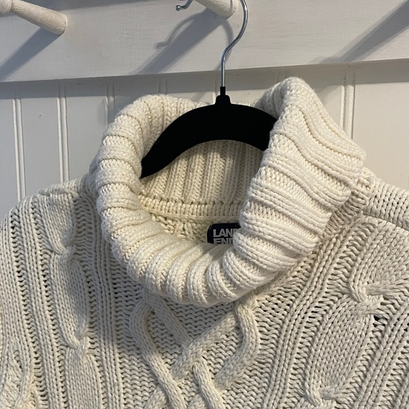 Land’s End Drifter Cozy Cable Knit Turtleneck Sweater - Cream - Picture 2 of 5